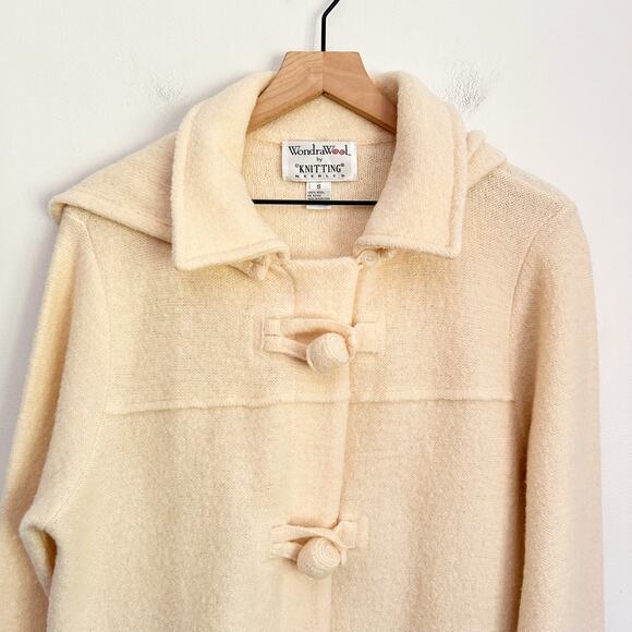Wondra Wool Button Up Hooded Wool Jacket Size S Cream - Picture 2 of 5